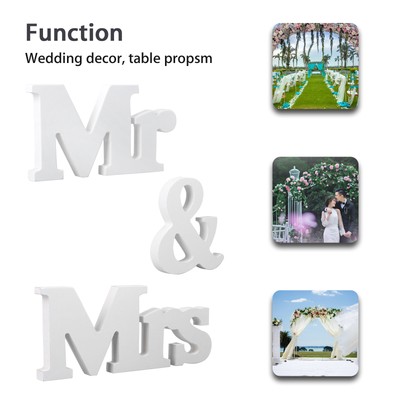 Mr and Mrs Wedding Wooden Sign Wood Letters Decor Table Top Standing Party Props