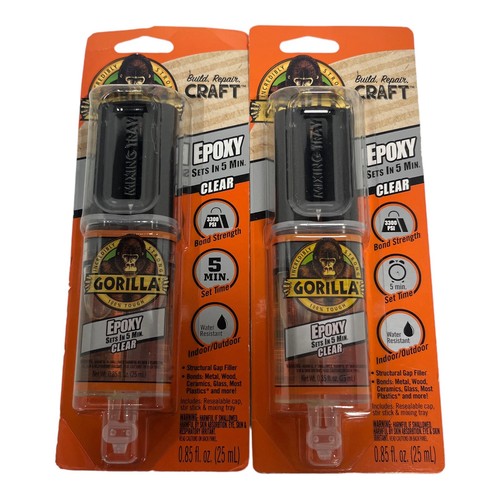 2本【断捨離】THXE×CBP 95% 1ml Gorila Glu Gorilla 2 Part Epoxy, 5 Minute Set, .85 ounce Syringe, Clear