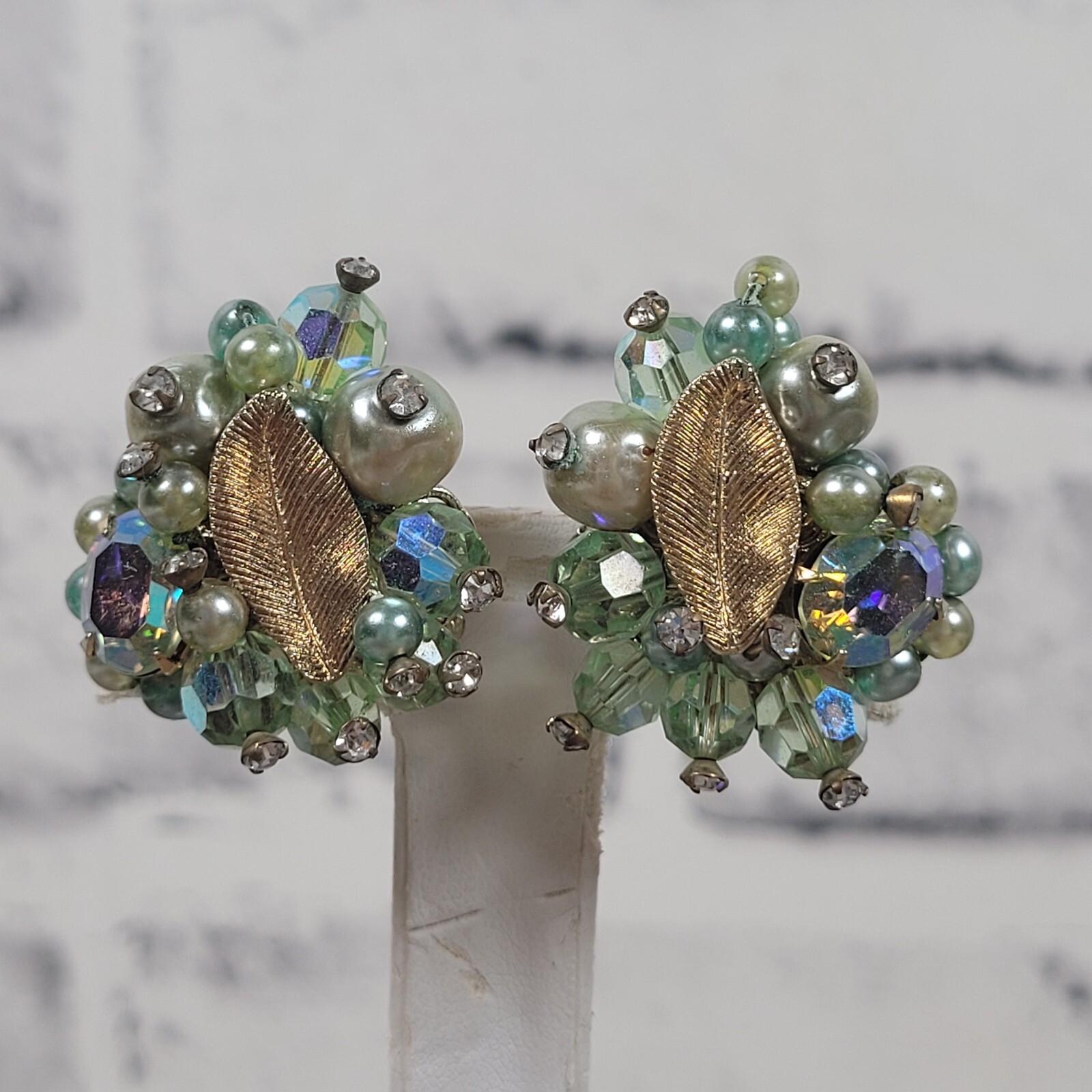 ★VINTAGE HOLLYWOOD★ All Crystal Color Earcuff_VH23N1EA104B Coralia Vintage Crystal Flower Ear Piercing Earring Studs