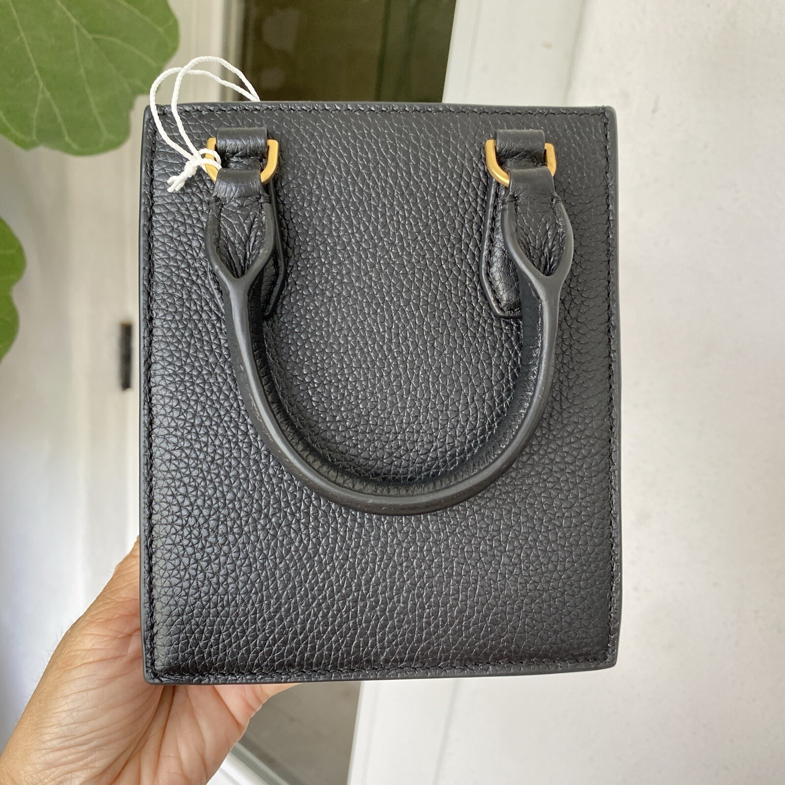 Tory Burch BLAKE Black Pebbled Leather Mini Shopper Tote