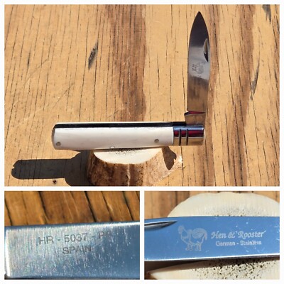 Hen & Rooster Spain HR 5037 PS White Polished Stag Scales Pocket Knife EXC