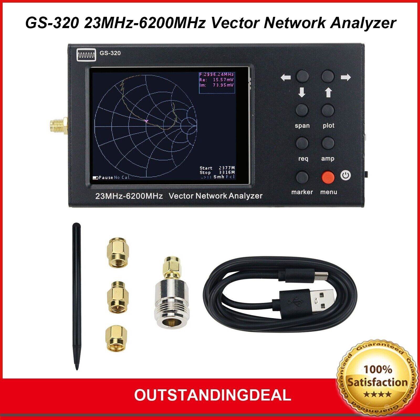 GS-320 23MHz-6200MHz Vector Network Analyzer NanoVNA Antenna