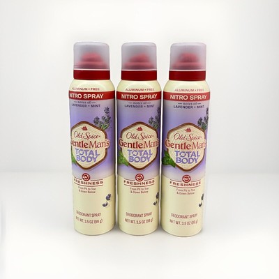 3 Old Spice GentleMan's Blend Total Body Deodorant for Men Lavender Mint 3.5 OZ