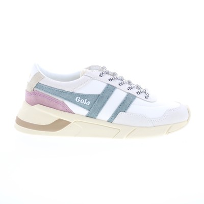 Женские стильные кроссовки Gola Eclipse Pure CLB400 из белой замши на шнуровке 6