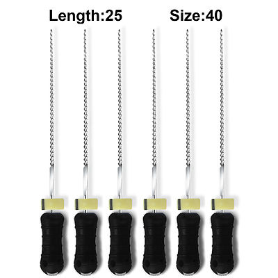 Sky Choice K-Files - 25 mm Length, Size 40 Black with Rubber Stopper 6/Pkg