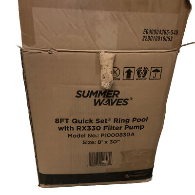 Polygroup Summer Waves 8 Ft. Quick Set Ring Pool W/ Filter Pump New Open Box C3