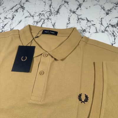 FRED PERRY Mens Desert Yellow Plain Polo Shirt SIZE 2XL M6000 194 BNWT