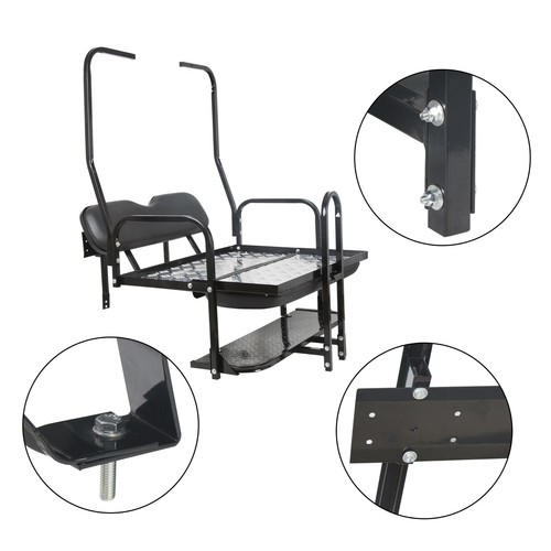 For 1982-2000.5 Club Car DS Golf Cart Flip Folding Rear Back Seat Kit+Grab Bar