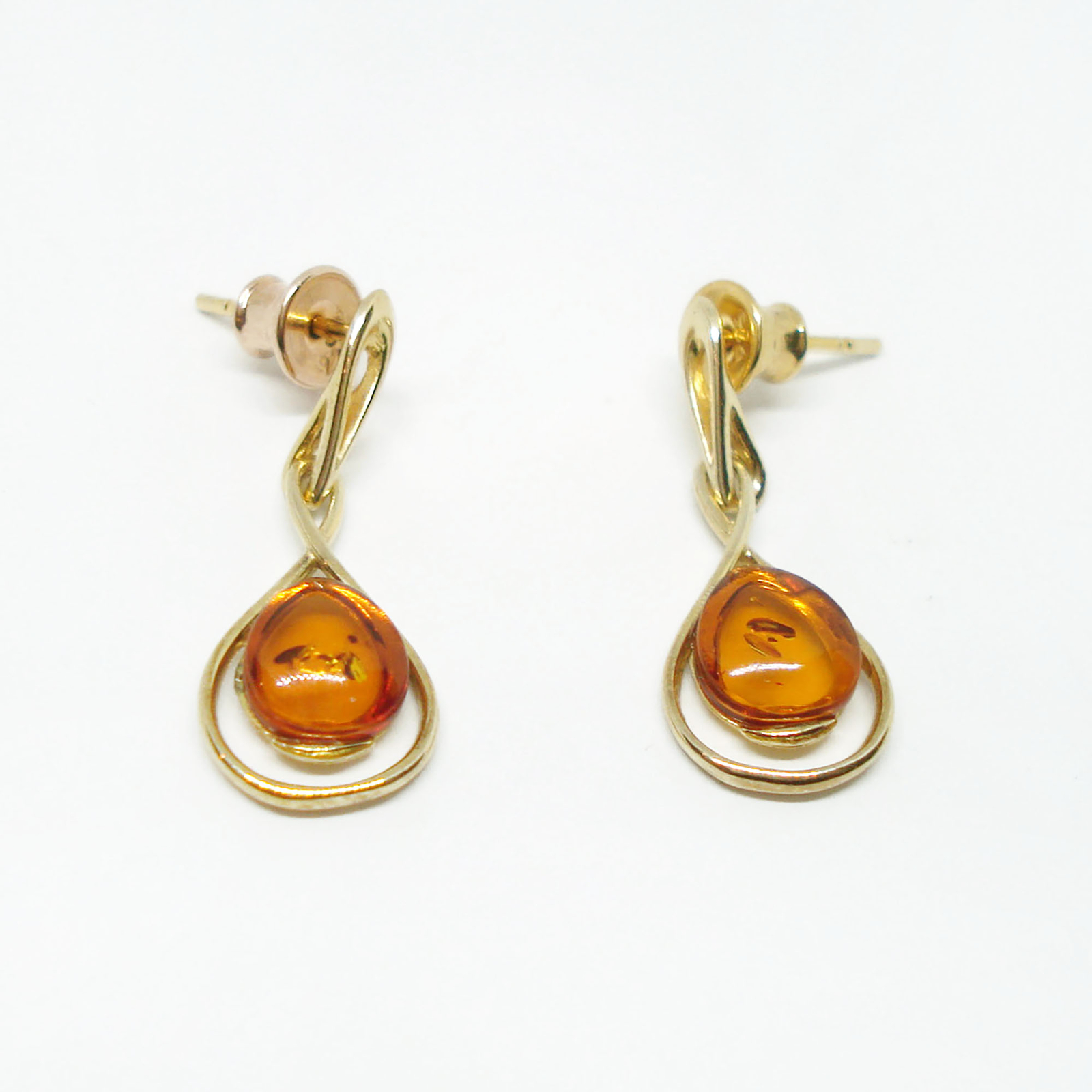 Danish Amber Sterling Silver Earrings, Dänische Bernstein Silber Ohrringe - Picture 2 of 8