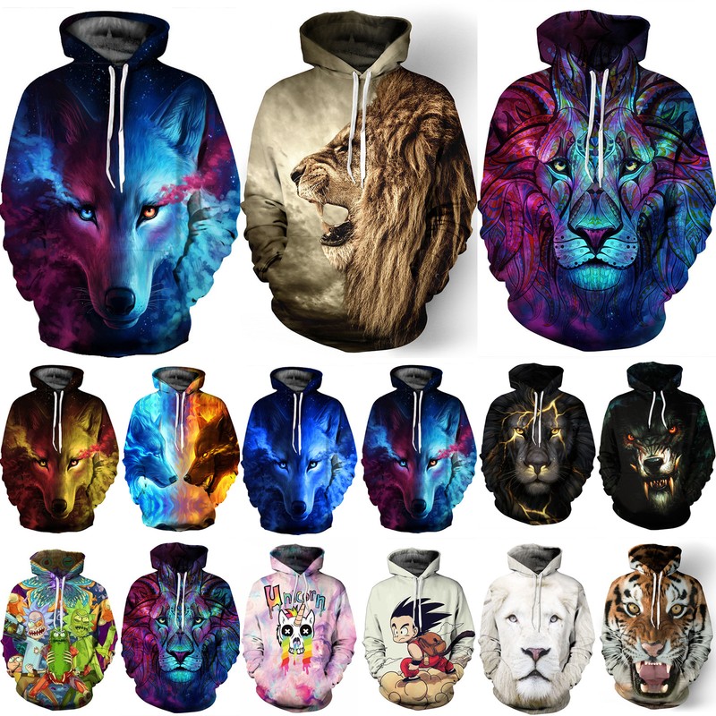 Paar Hoodies Herren Damen Tiere Grafik Kapuzenpullis Kapuzenpullover Sweatshirt