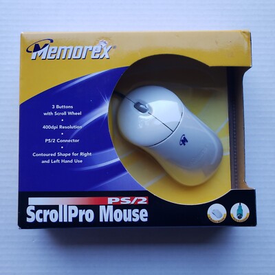 Vintage 2002 Memorex PS/2 ScrollPro Wired Computer Mouse  Part # 3202 2382 New