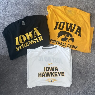 Iowa Hawkeyes Football Strength Nike Dri-Fit / Gildan Dry Blend Size XL LOT OF 3