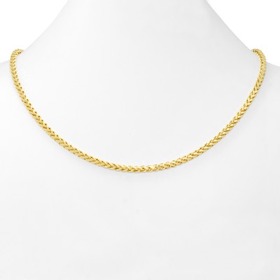 10K Yellow Gold 2.5mm-5mm Round Wheat Palm Franco Spiga Chain Necklace 16"- 30"