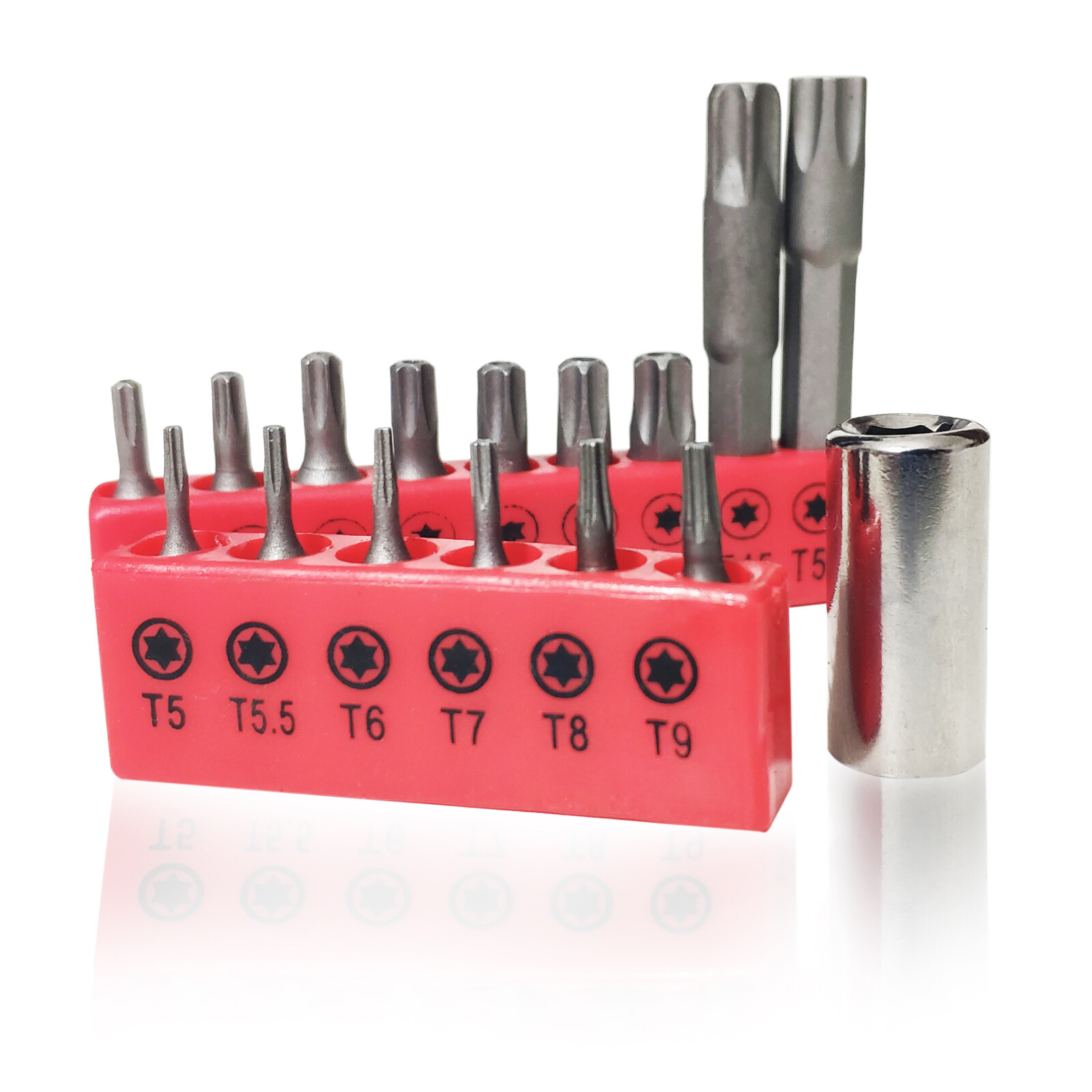 Bit Set Torx 16 teilig T5 - T50 mit Adapter für Akkuschrauber Bit Satz TR Cr-V 