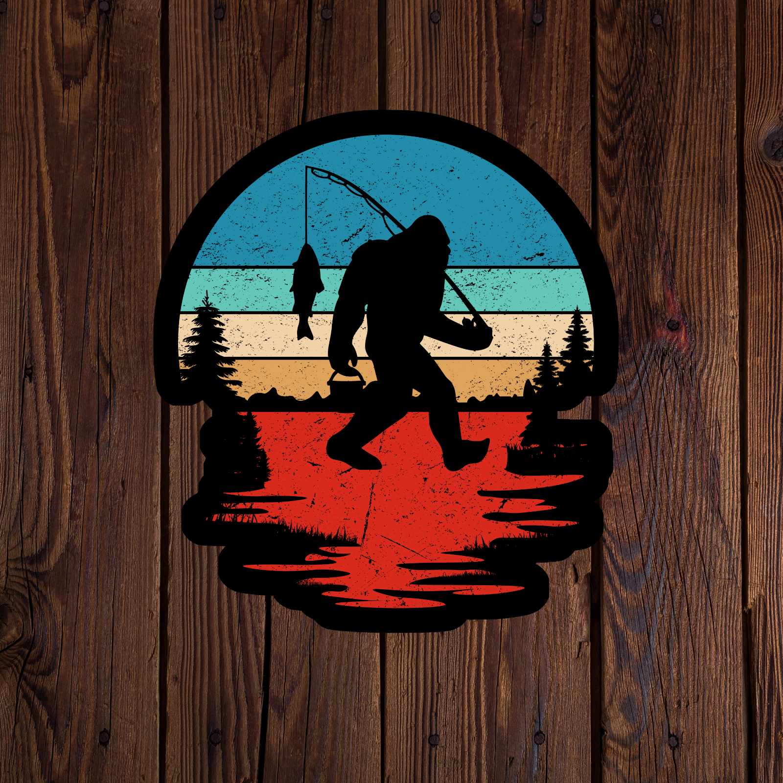 Big foot fishing sticker vinyl decal cryptid bass laptop mug car alien