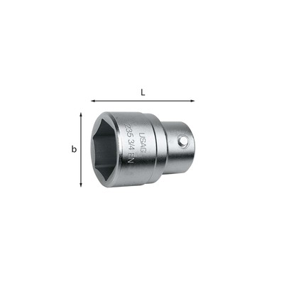 Chiavi a bussola L.53mm con bocca esagonale 23mm - Usag 235 3/4 EN