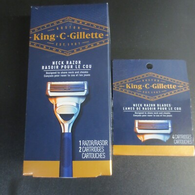 King C. Gillette Men's Neck Razor + 6 Razor Blade Refills