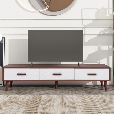 U-Can Modern TV Stand, 3 Drawers, Embossed Patterns, for 65+
