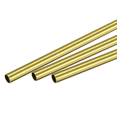 3Pcs 7mm x 0.2mm x 400mm Seamless Straight Brass Tube for Industry DIY Projects