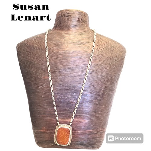  Susan LENART STERLING SILVER Snake Skin Agate MODERN Necklace 
