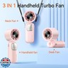 KIMMOO 3-in-1 Portable Handheld Turbo Fan-100 Speeds, 11000 RPM, 10Hrs Cooling, LED Display, 90° Rotation, USB Rechargeable Battery Powered, Mini Foldable Hand Held Personal Fan for Women Men (Pink)