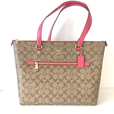 Coach Gallery Tote Signature Fuchsia Pink Purse $328