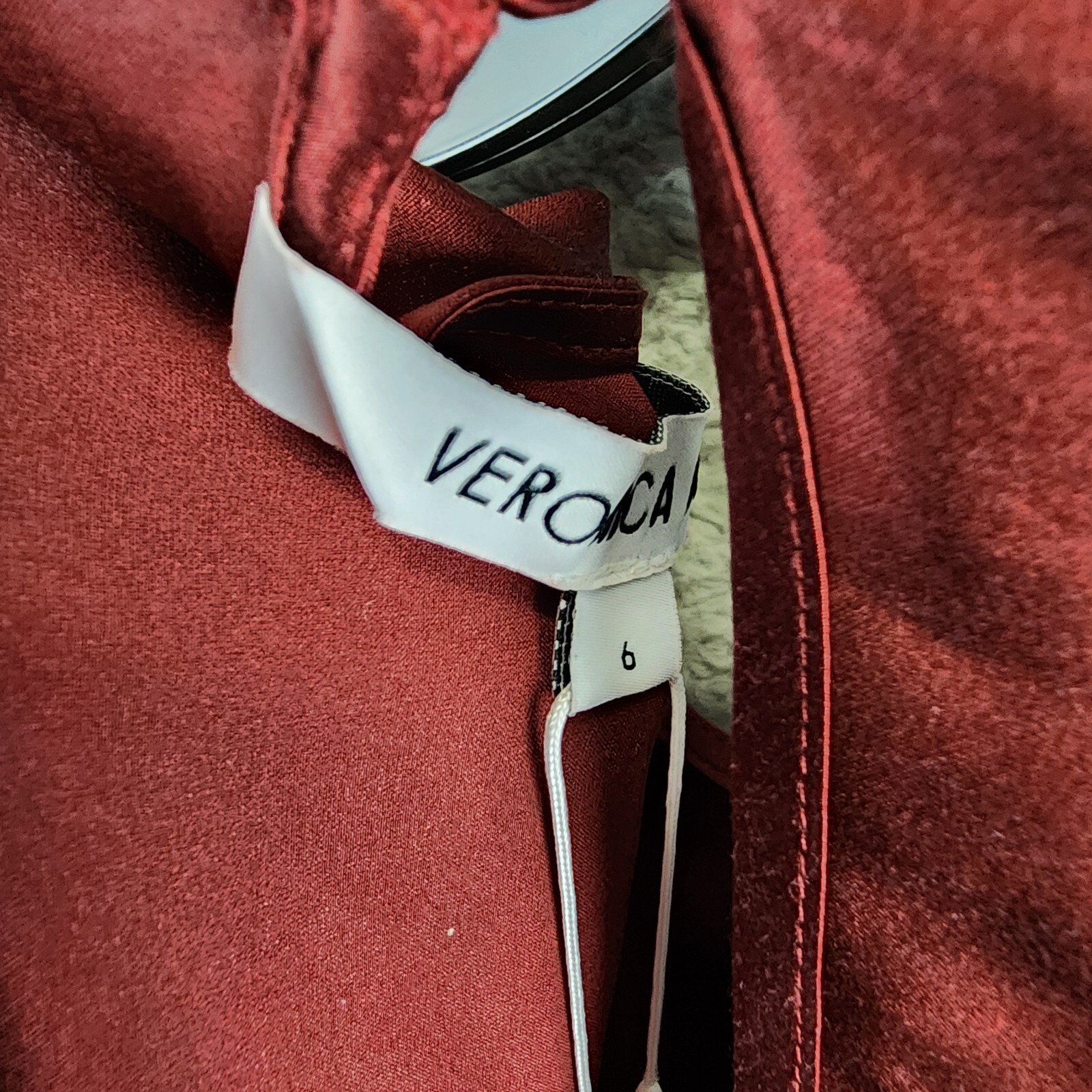 Veronica Beard Sabri Dress Women's 6 Maroon Boat Neck Silk Blend Back Button Zip - Picture 15 of 17