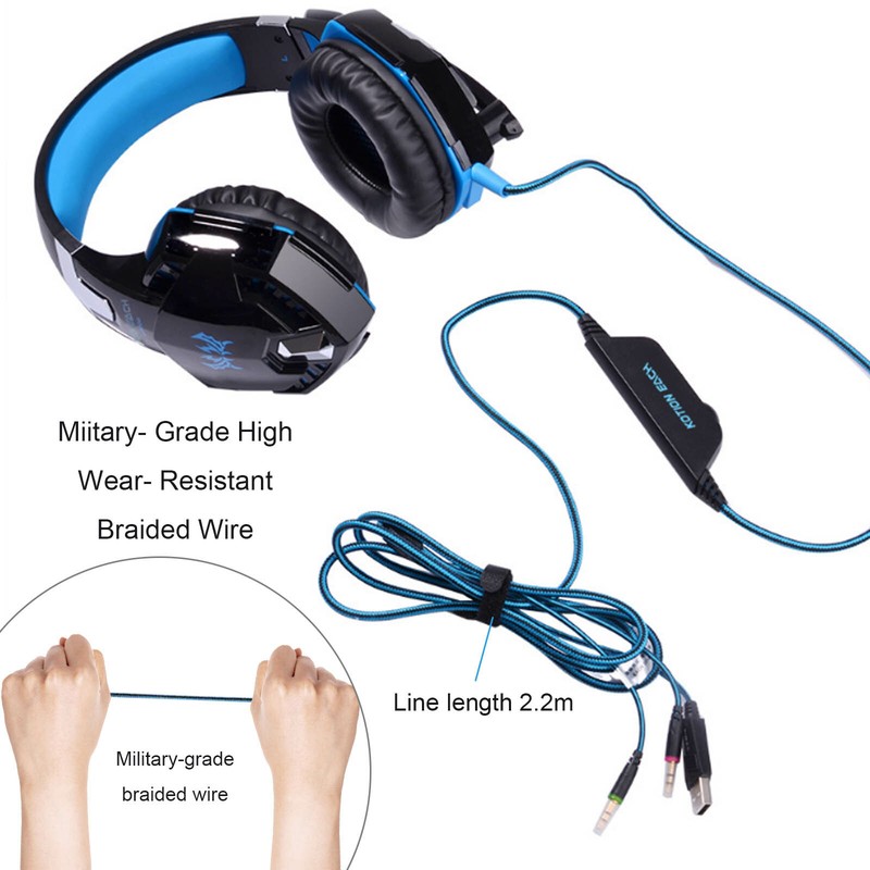 EACH Gaming Kopfhörer Headset mit Mikrofon 3,5mm Stereo USB für PC Laptop PS4 DE