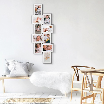 Wall Mount Photo Frame 8 Openings Vertical Horizontal Gallery Picture Collage