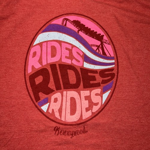 RARE Kennywood Amusement Park MEDIUM Tee Shirt RIDES RIDES RIDES VTG Inspired
