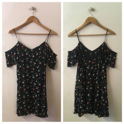 Shades of Blonde Black Cherry Print Cold-Shoulder Mini Dress