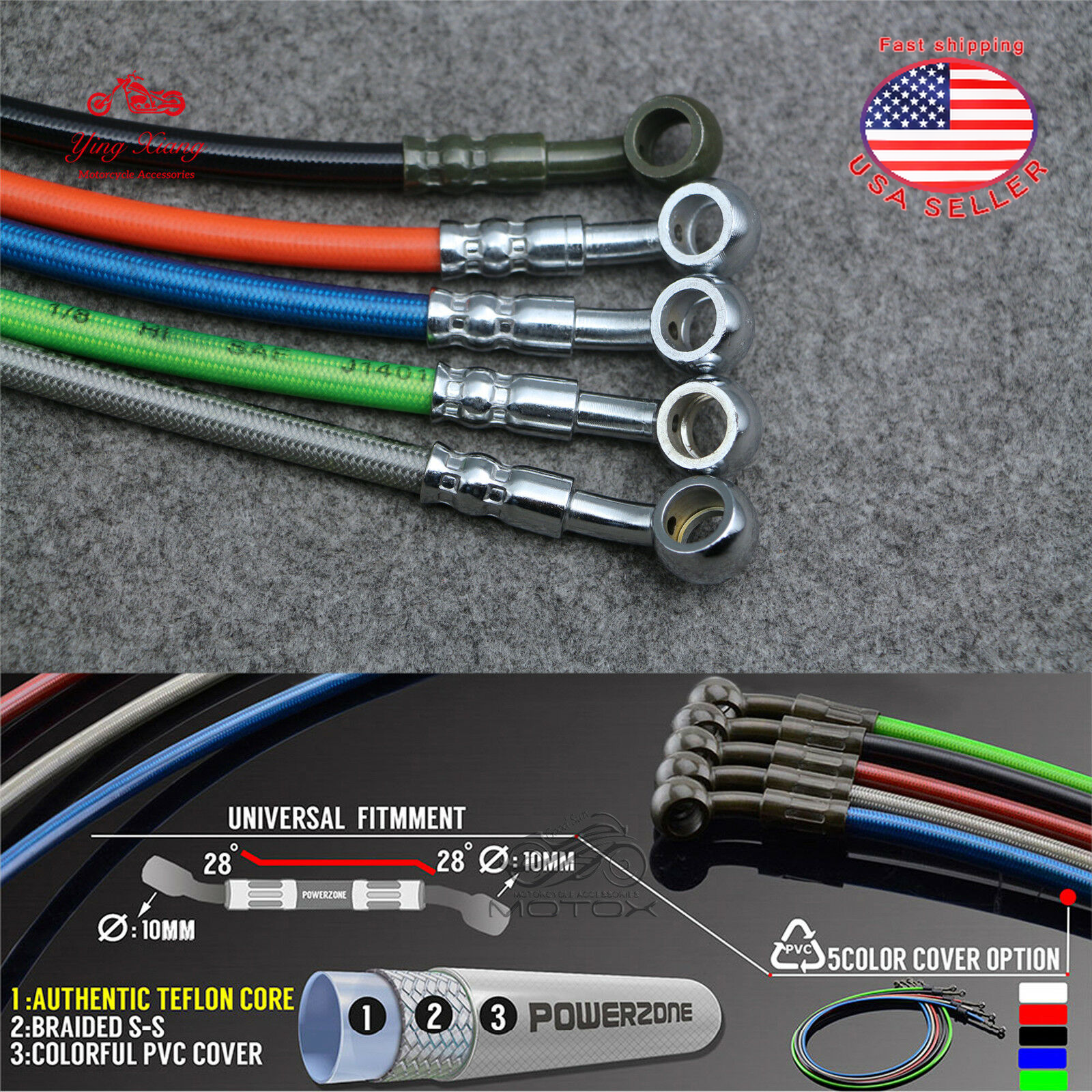 A variety of size M10 Stainle Steel Extended Brake Line Fit Universal Motorcycle