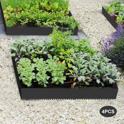 Landscape Edging 4pc 6 inch Bendable Metal Garden Barrier Lawn Border Black
