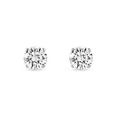 Pre-owned Shine Brite With A Diamond 1.25 Ct Round Labcreated Grown Diamond Earrings 14k White Gold E/vvs Crown Screw In White/colorless