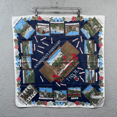 Vintage Innsbruck Tirol Souvenir Scarf 27x27 Olympiastadt Olympic City Village