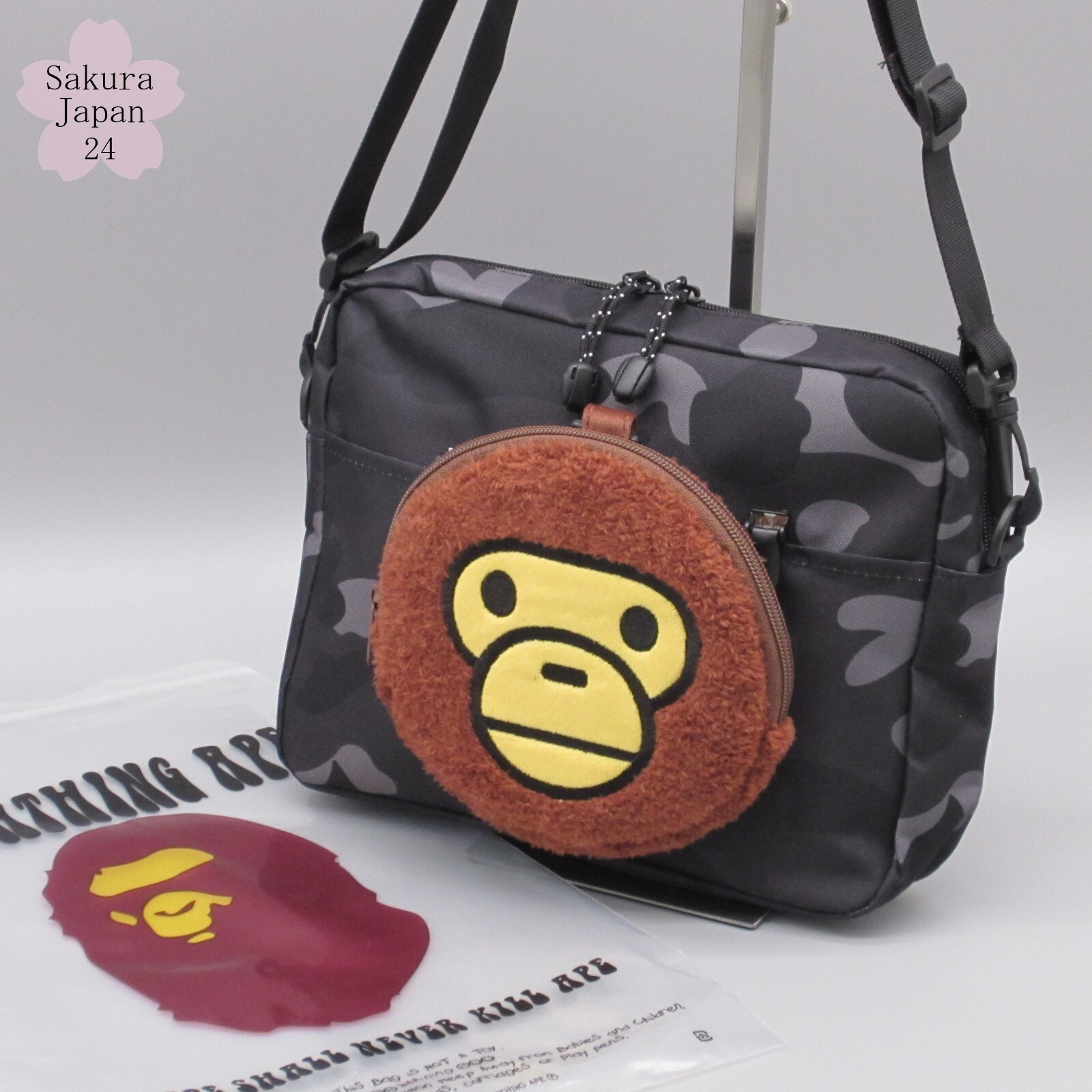 BAPE KIDS A Bathing Ape Camo Black Shoulder Bag MILO Pouch BAPE KIDS A Bathing Ape Camo Black Shoulder Bag MILO Pouch