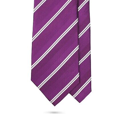 Difou Purple Herringbone Stripe Silk Tie