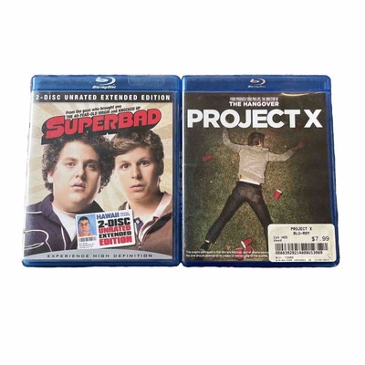 Superbad Unrated Extended Edition + Project X Both Blu-rays Great Condition!