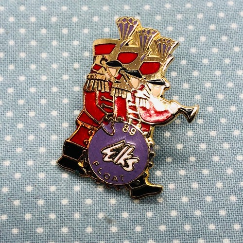 Vtg 1989 Elks Float Enamel Marching Band Lapel Pin