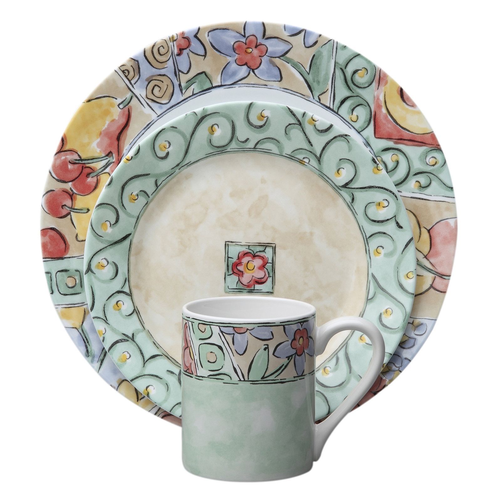 Vidro Multicor Floral Pratos e utensílios para servir