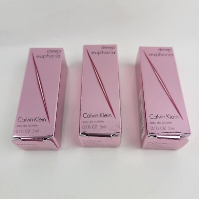 3x ROLLERBALL Calvin Klein Deep Euphoria 3 ml/0.1 fl oz EDT Toilette NEW IN BOX
