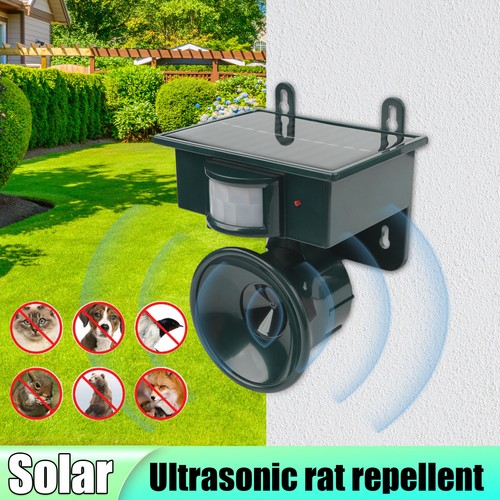 Solar Ultrasonic PIR Motion Repeller Animal Pest Controller Scarer Deterrent US