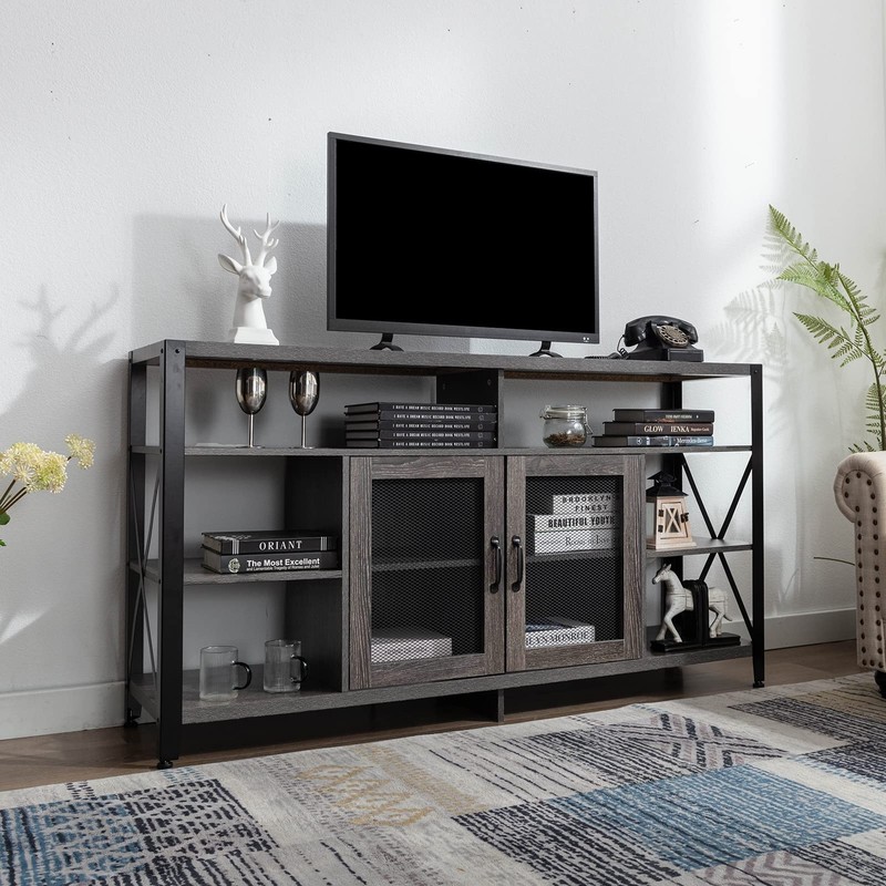 Rustic Industrial TV Stand Metal Entaiment Center Media Console For TVs up 65"