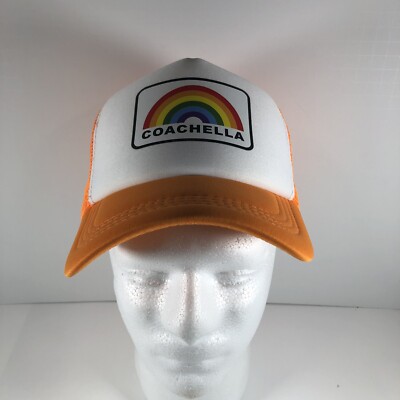 Coachella Hat adjustable snap back trucker  multi color rainbow Music Festival