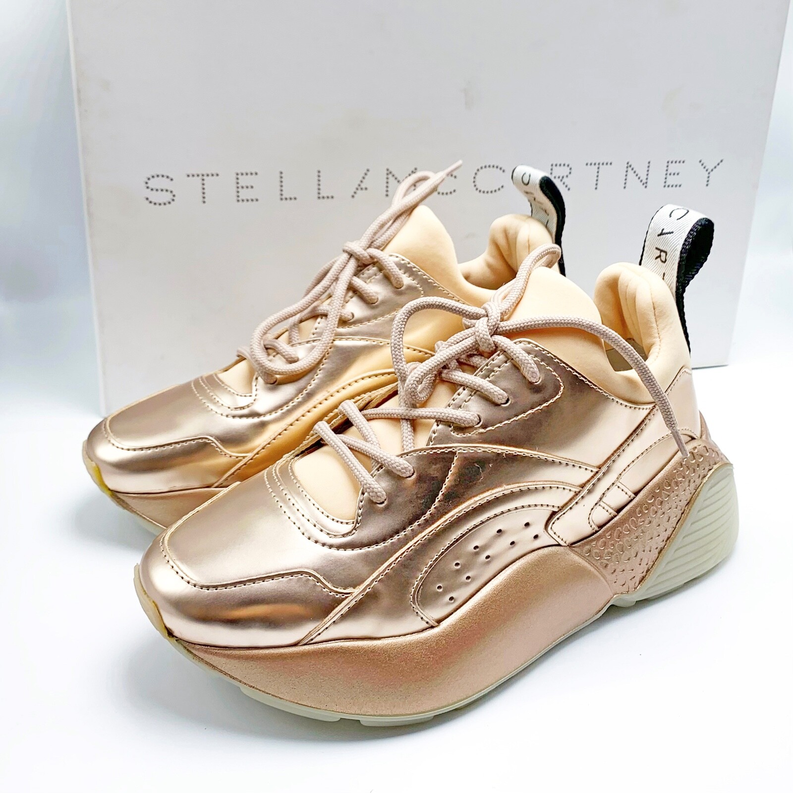$685 STELLA MCCARTNEY Eclypse Chunky Sole Sneakers Metallic
