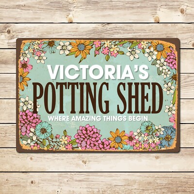 Personalised Potting Shed Sign, Birthday Christmas Gift for Gardener