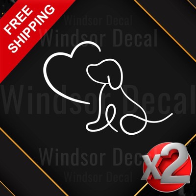 2X Dog Love Graphics Decal Car Window Laptop Home Mirror Vinyl Sticker 5''