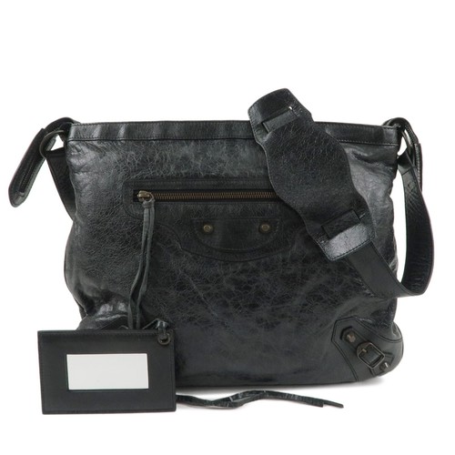 Auth BALENCIAGA Messenger Shoulder Bag Black Leather 177289 Auth BALENCIAGA Messenger Shoulder Bag Black Leather 177289