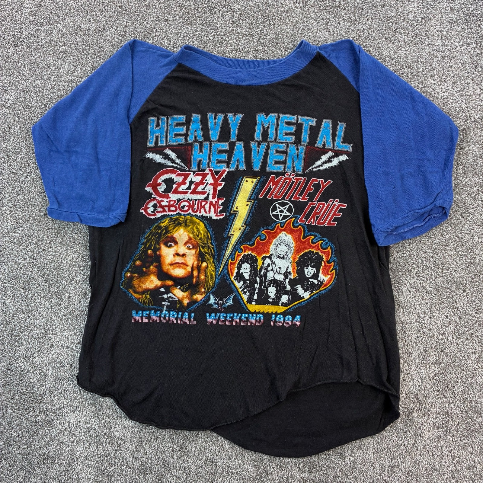 84年　Ozzy Osbourne Motley Crue 七分袖Tシャツ Ozzy Osborne Motley Crue Vintage Raglan Shirt Small/Medium