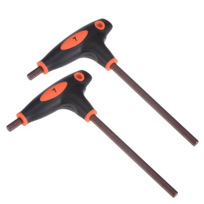 2pcs T-Handle Hex Key 7mm S2 Metric Size Wrench for Auto Maintenance